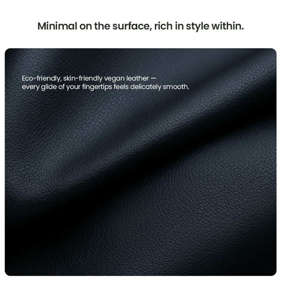 Nillkin material slide showing a close crop of the vegan leather shell and its fine grain