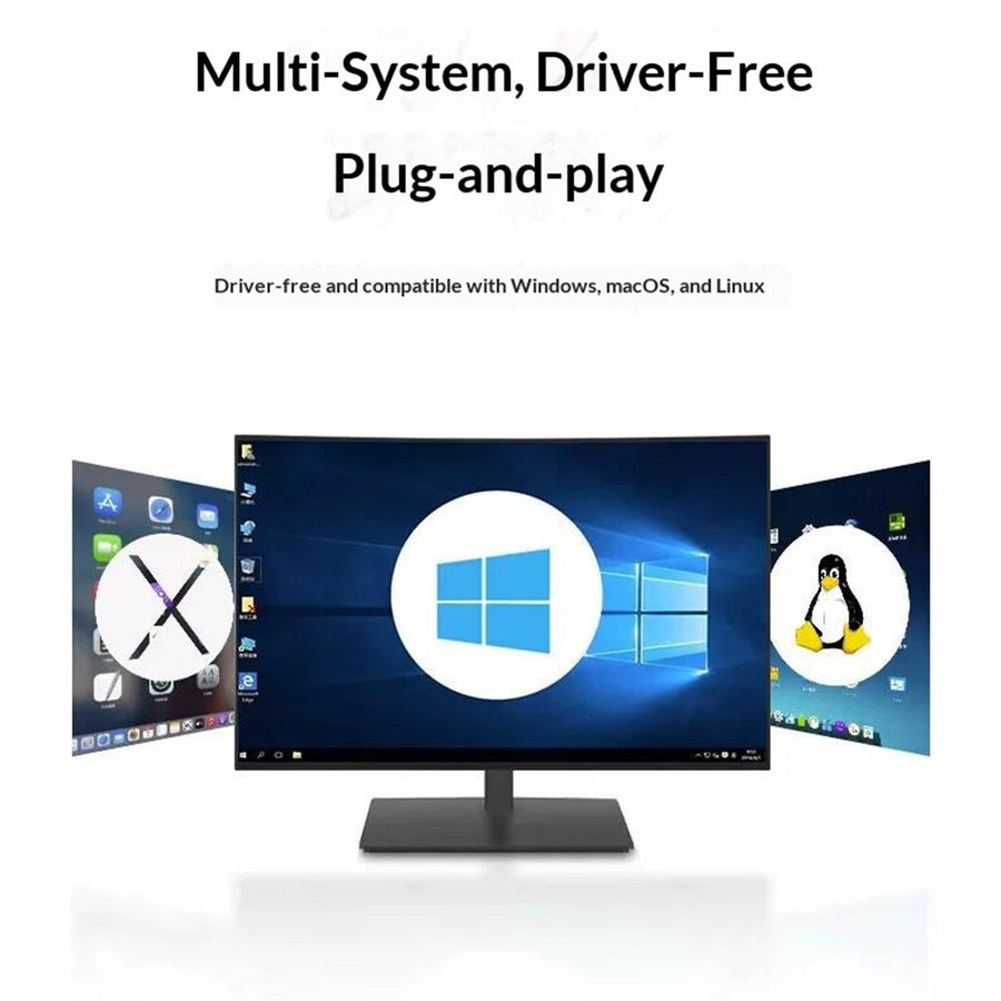 A person at a desk with a printer and flash drive attached, captioned shared printers via four USB ports
