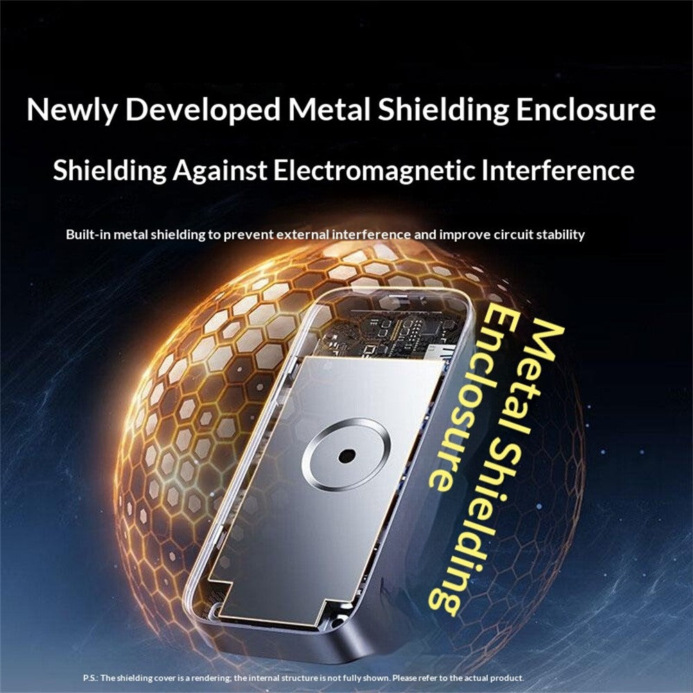 Rendering of the switch's internal metal shielding enclosure, described as protection against electromagnetic interference