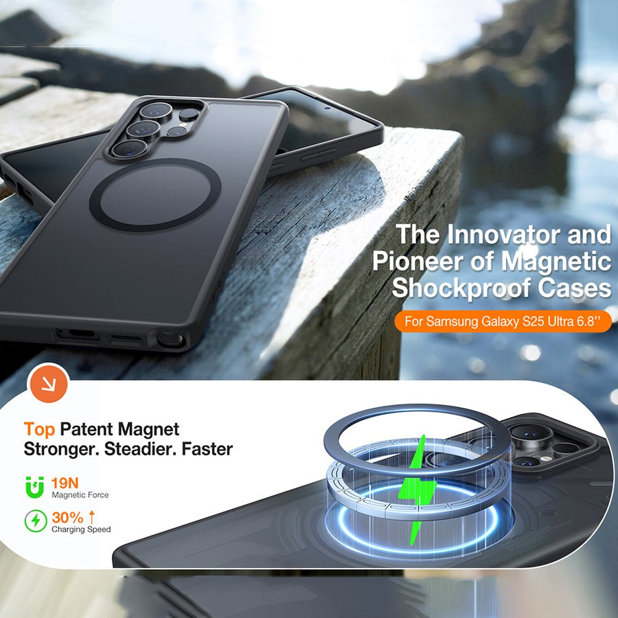 TORRAS Guardian-Mag Series For Samsung Galaxy S25 Ultra Magnetic Case Skin-Touch Matte PC + TPU Phone Cover