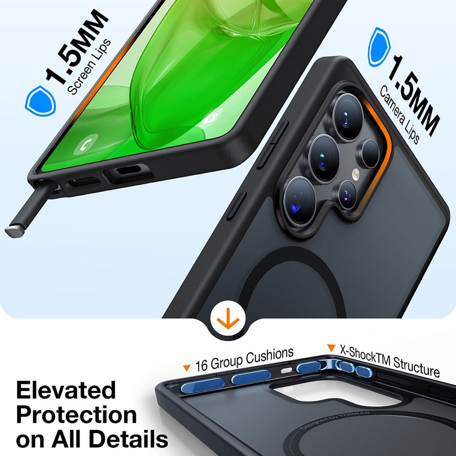 TORRAS Guardian-Mag Series For Samsung Galaxy S25 Ultra Magnetic Case Skin-Touch Matte PC + TPU Phone Cover