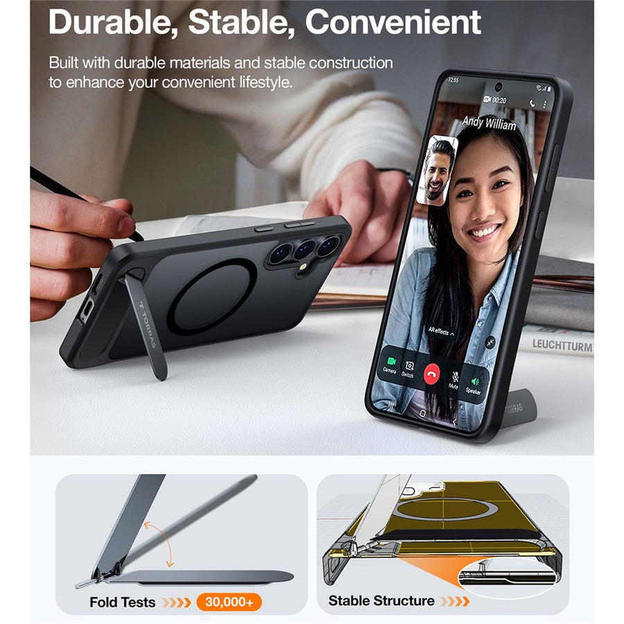 TORRAS Ostand L1 Series For Samsung Galaxy S25+ Magnetic Case Kickstand TPU+PC Phone Cover