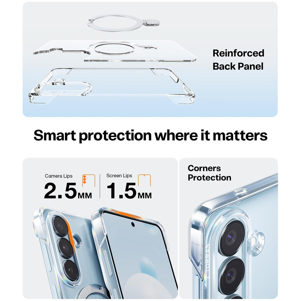 TORRAS Ostand Q1 Slim Series For Samsung Galaxy S26 Kickstand Case Borderless Hard PC Magnetic Phone Cover
