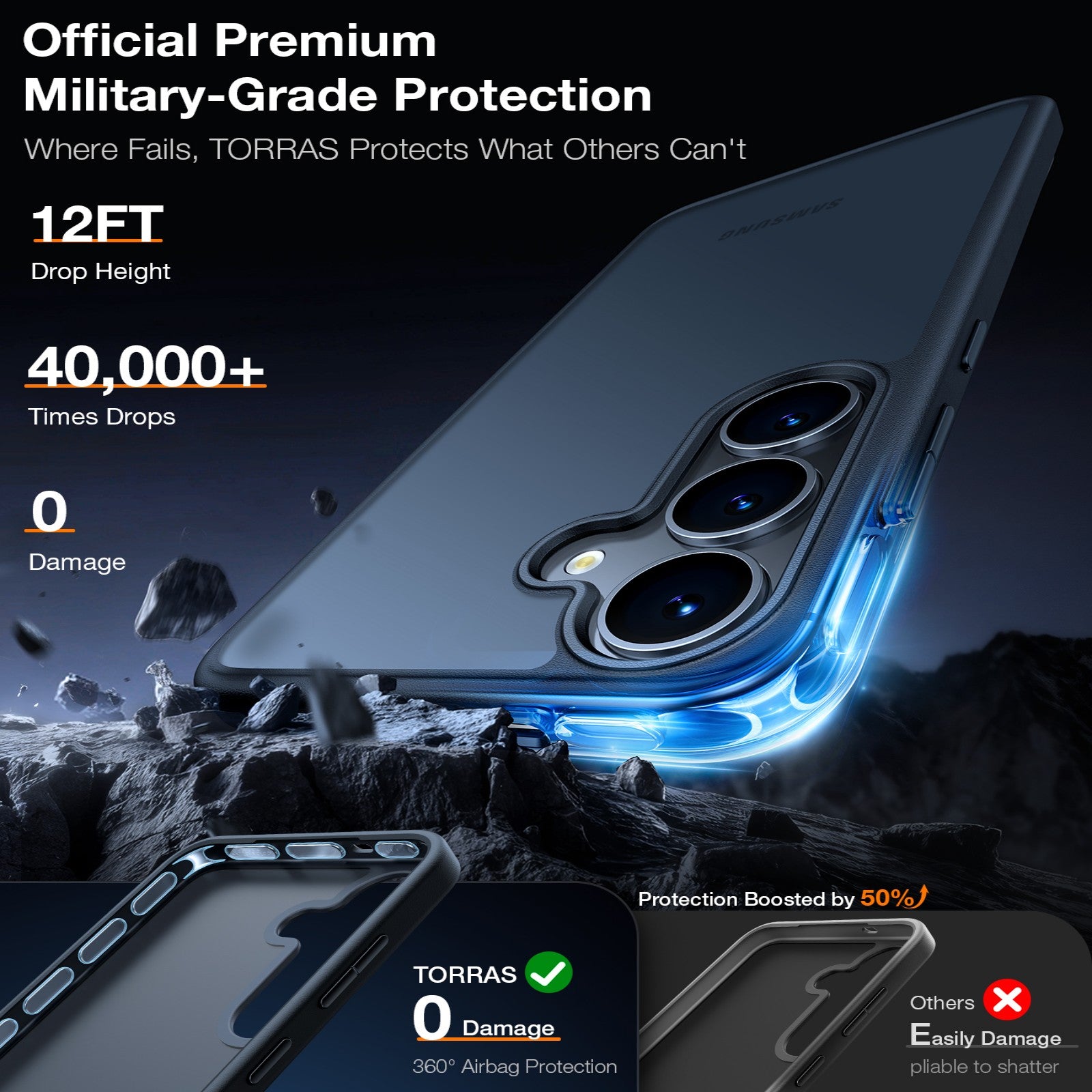 TORRAS For Samsung Galaxy S26+ Case  Skin-Touch Matte PC+TPU Phone Cover with Interchangeable 3 Colors Buttons
