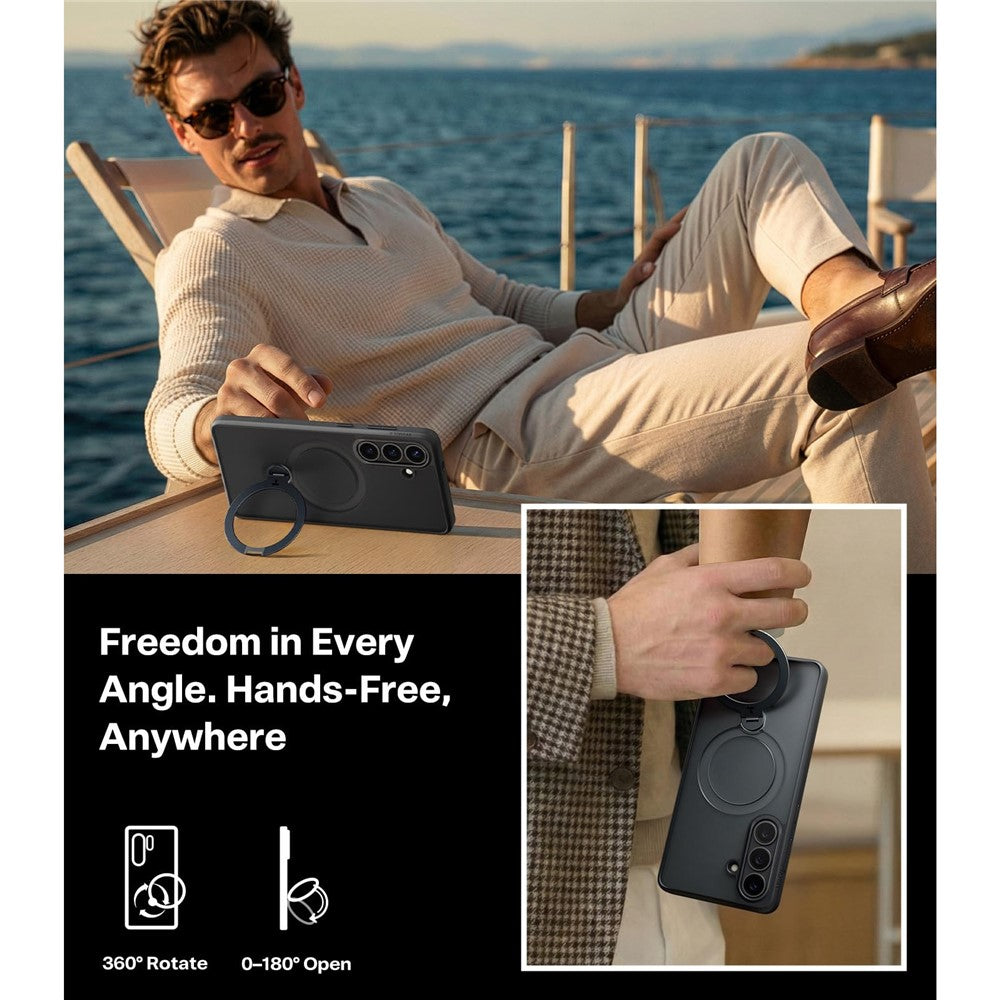 TORRAS Ostand Q3 Spin Series For Samsung Galaxy S26 Case Magnetic Rotating Kickstand PC + TPU Phone Cover