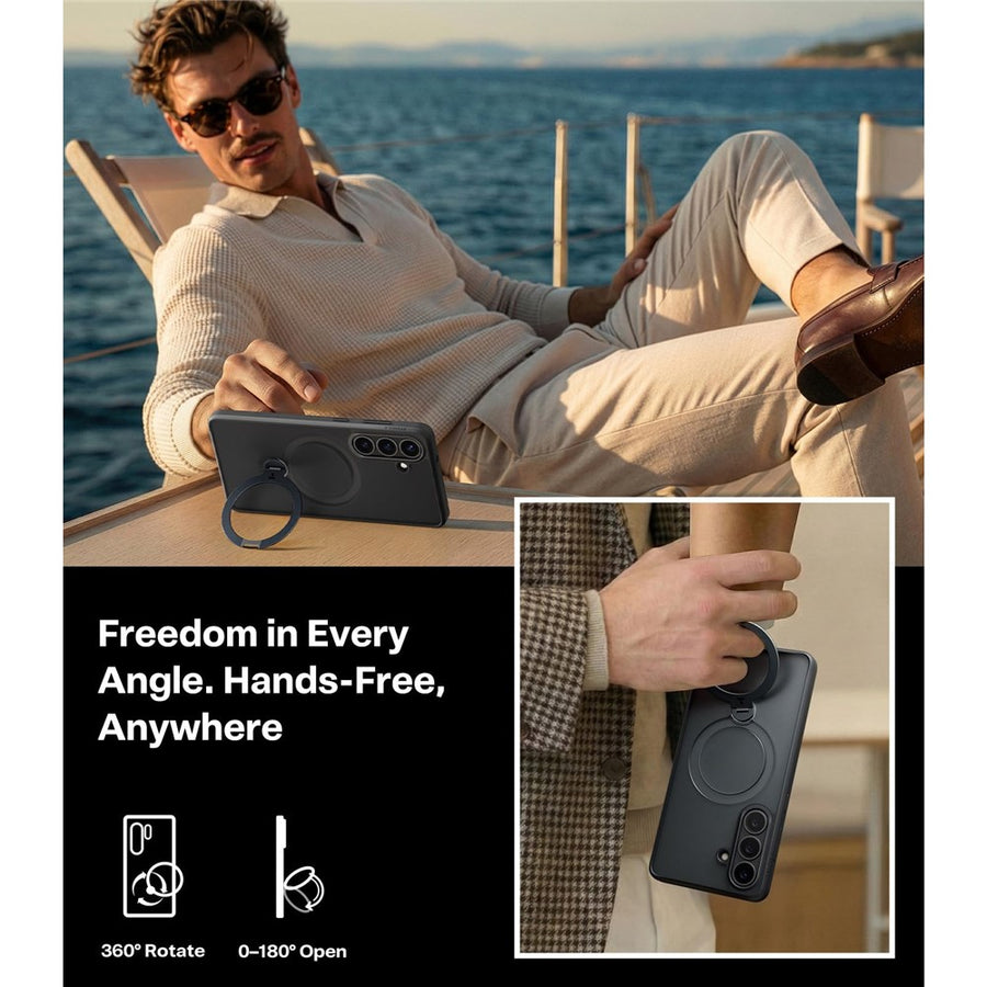 TORRAS Ostand Q3 Spin Series For Samsung Galaxy S26+ Case Magnetic Rotating Kickstand PC + TPU Phone Cover