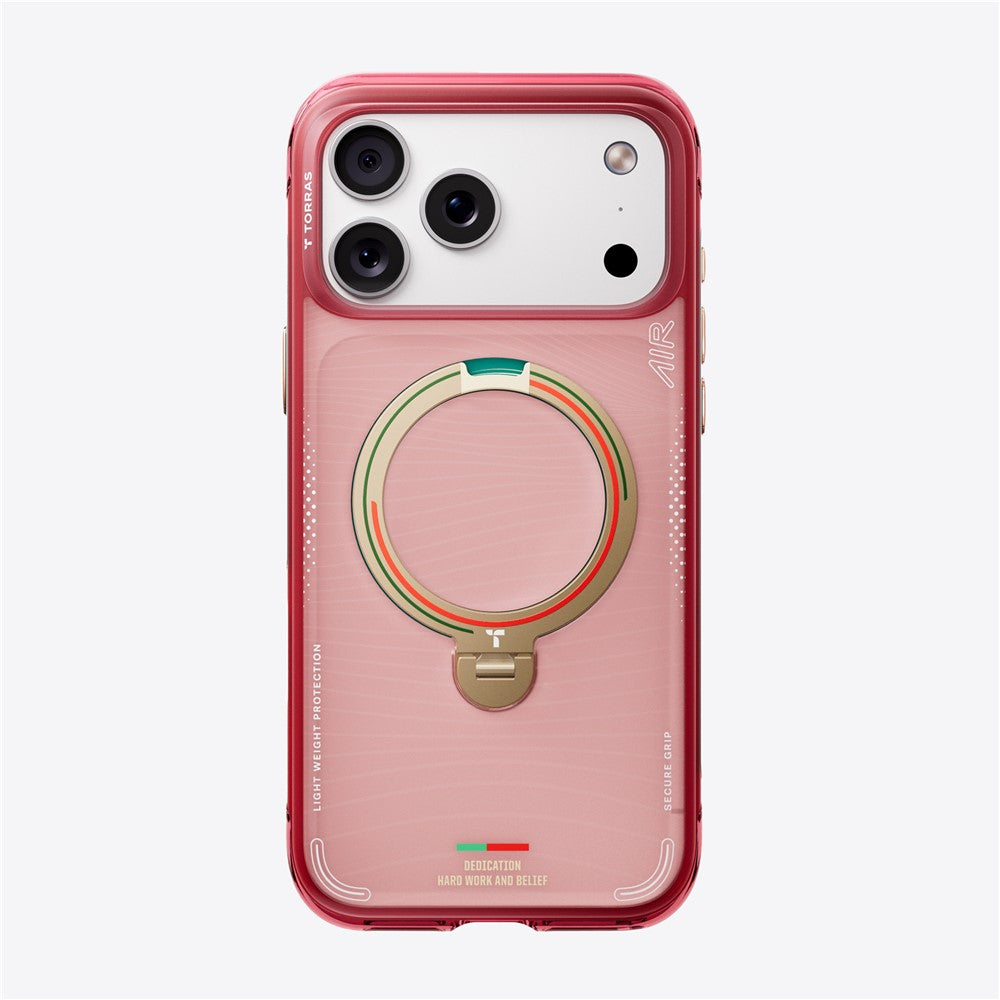 TORRAS Ostand Q3 Air limited-edition case in Wave of Passion, rear view with the ring closed