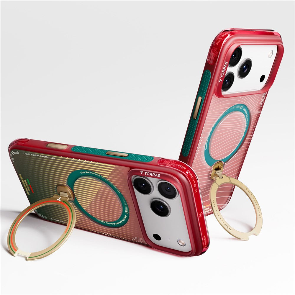TORRAS Ostand Q3 Air limited-edition case in Wave of Passion propped on its ring stand