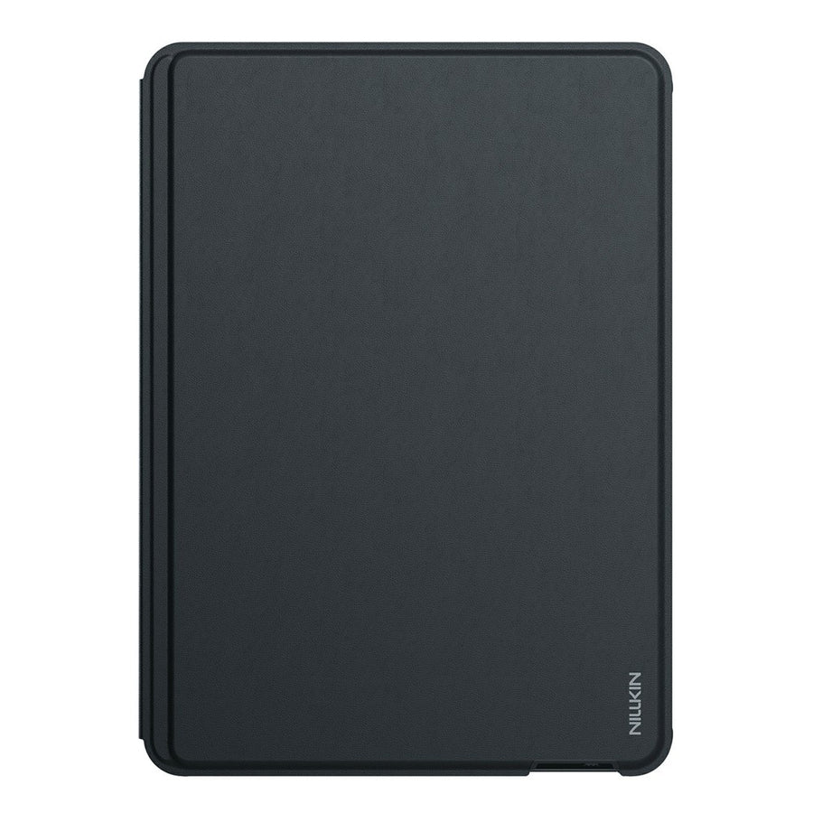 Closed NILLKIN MagicEase keyboard case for iPad Pro 11 in Black, rear view with the Nillkin wordmark debossed at the base