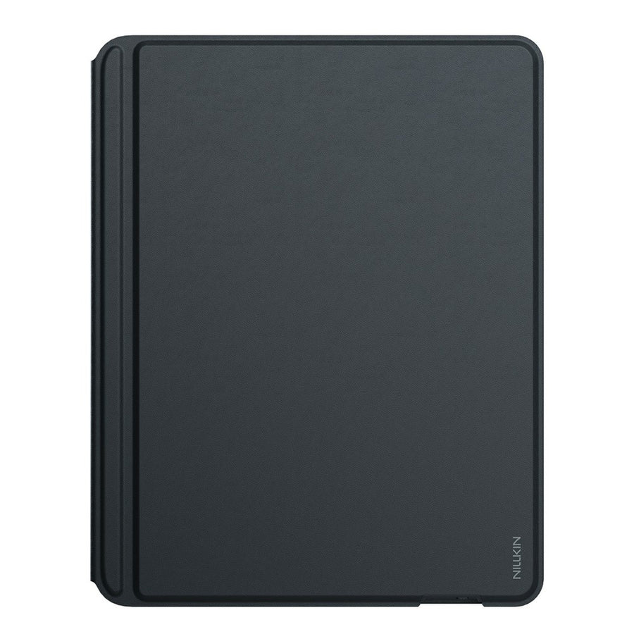 Closed NILLKIN MagicEase keyboard case for iPad Pro 13 in Black, rear view with the Nillkin wordmark debossed at the base