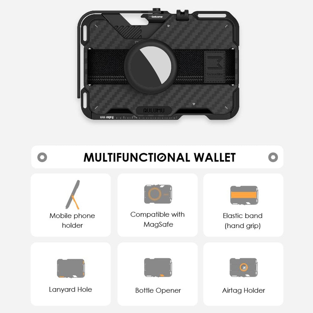 Aulumu G03 Multi-Tool Magnetic Metal Wallet | Carbon Fiber Cover