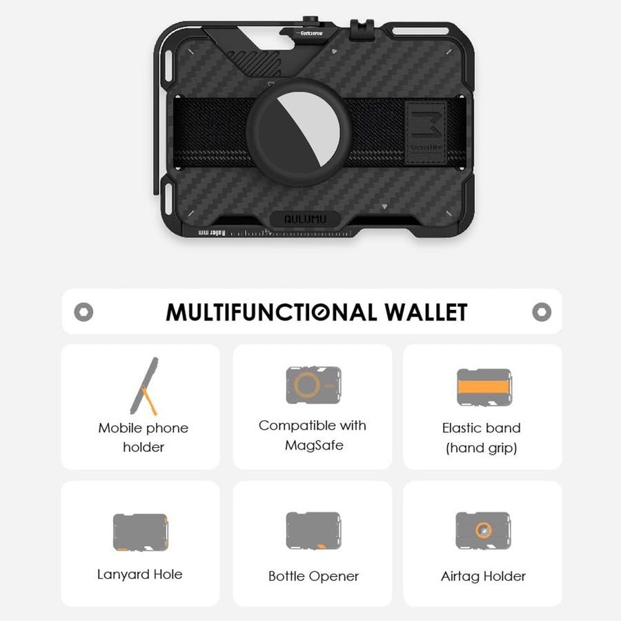 Aulumu G03 Multi-Tool Magnetic Metal Wallet | Carbon Fiber Cover