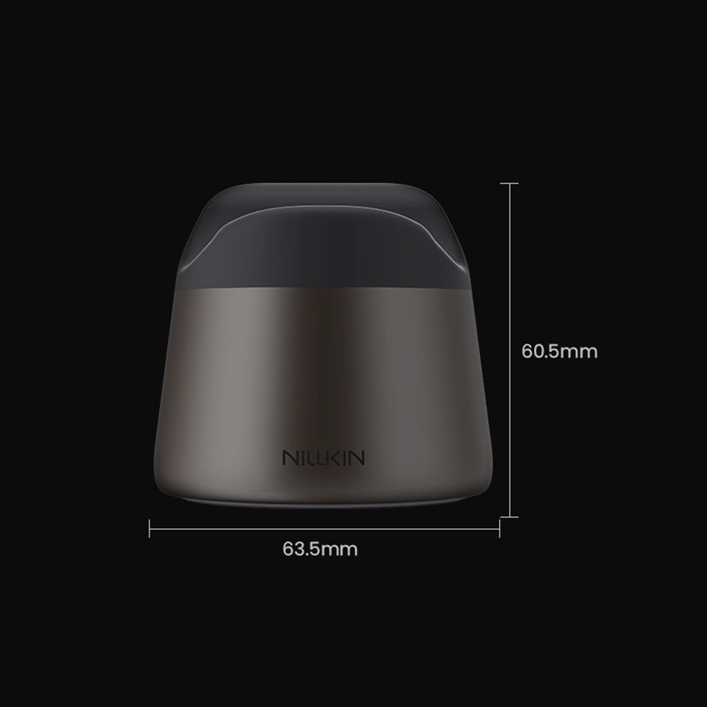Dimension diagram of the RayDock charging dock on a black background, marked 63.5mm wide by 60.5mm tall