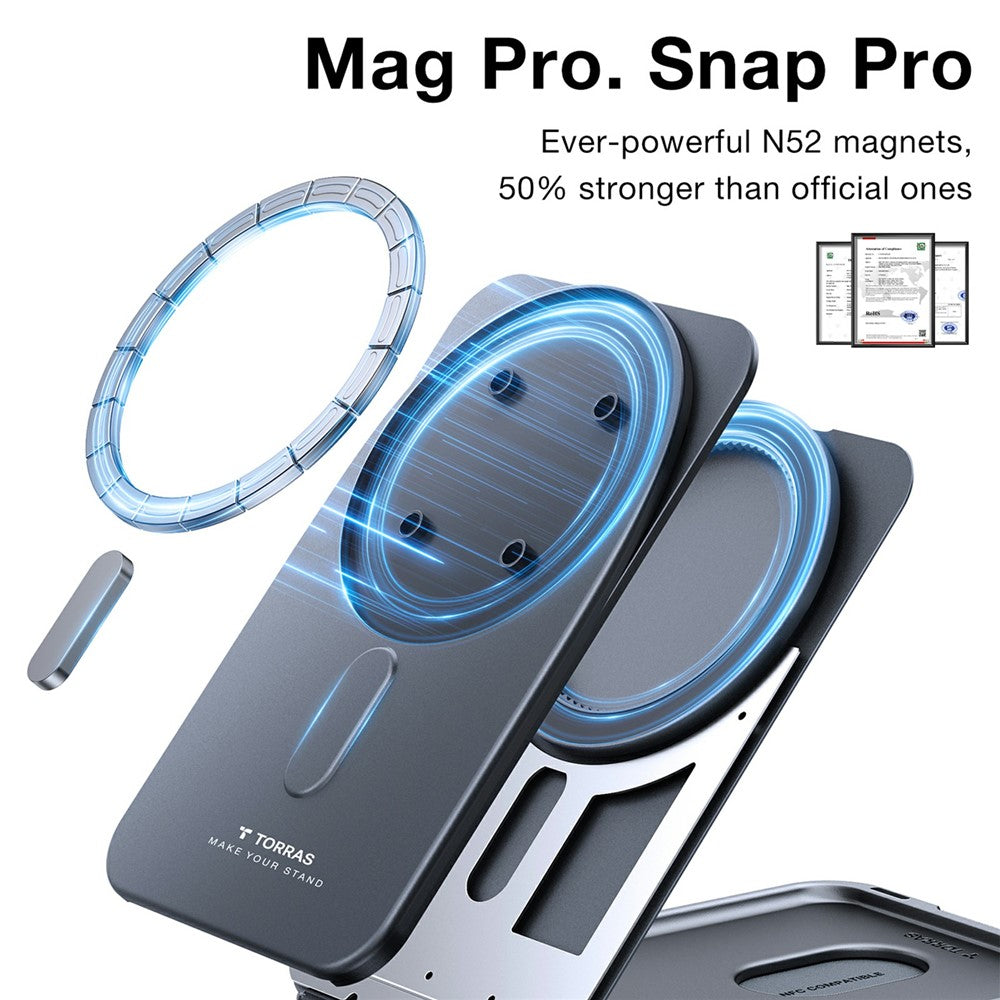 TORRAS Magnetic Card Holder 360° Rotatable Stand 3 Card Storage Pouch