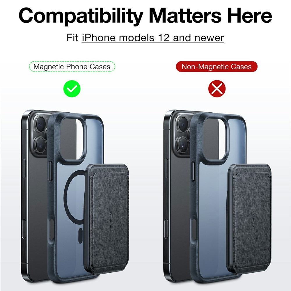 TORRAS Magnetic Card Holder 360° Rotatable Stand 3 Card Storage Pouch