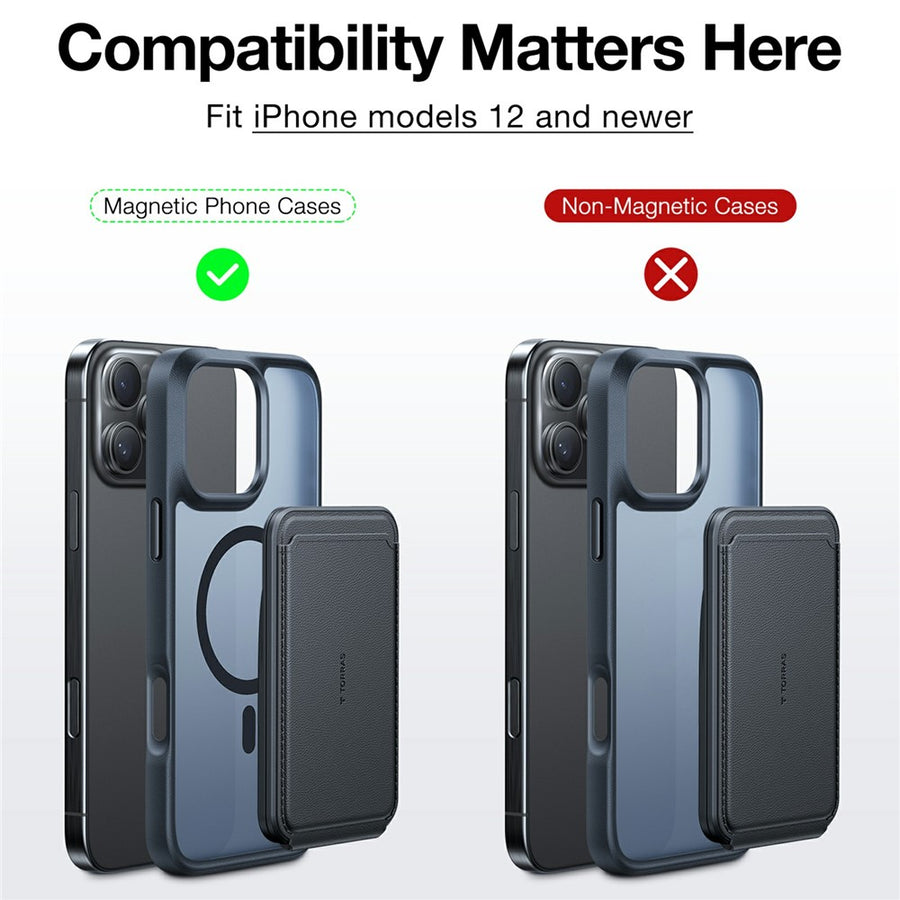 TORRAS Magnetic Card Holder 360° Rotatable Stand 3 Card Storage Pouch
