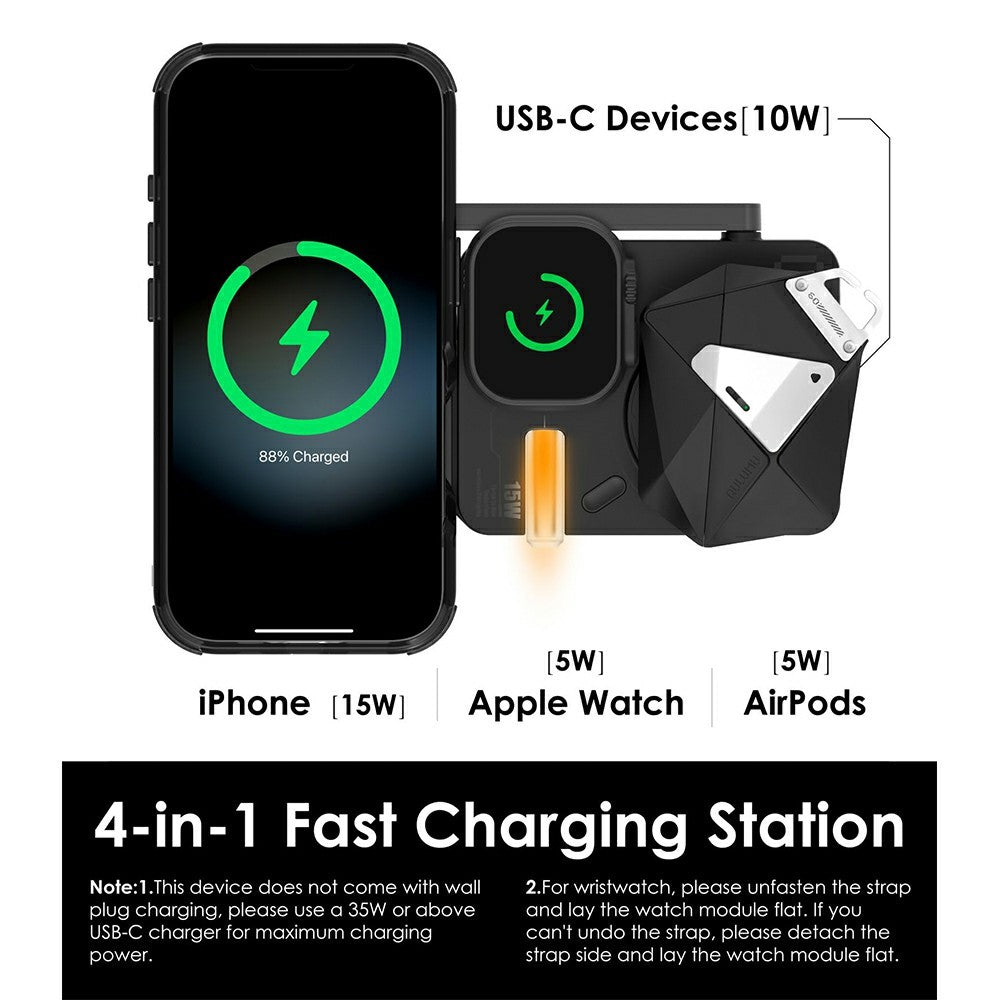 Aulumu M01 4-in-1 Folding Wireless Charging Station & Pad | Qi2