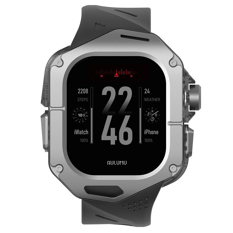 Aulumu A01 Case with Band for Apple Watch Ultra 1/2/3 | Titanium Cover, FKM Band
