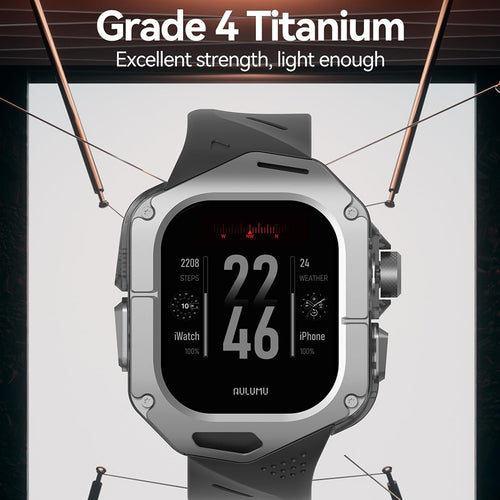 Aulumu A01 Case with Band for Apple Watch Ultra 1/2/3 | Titanium Cover, FKM Band