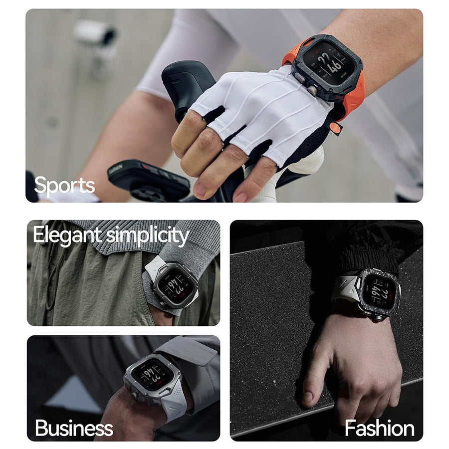 Aulumu A01 Case with Band for Apple Watch Ultra 1/2/3 | Titanium Cover, FKM Band