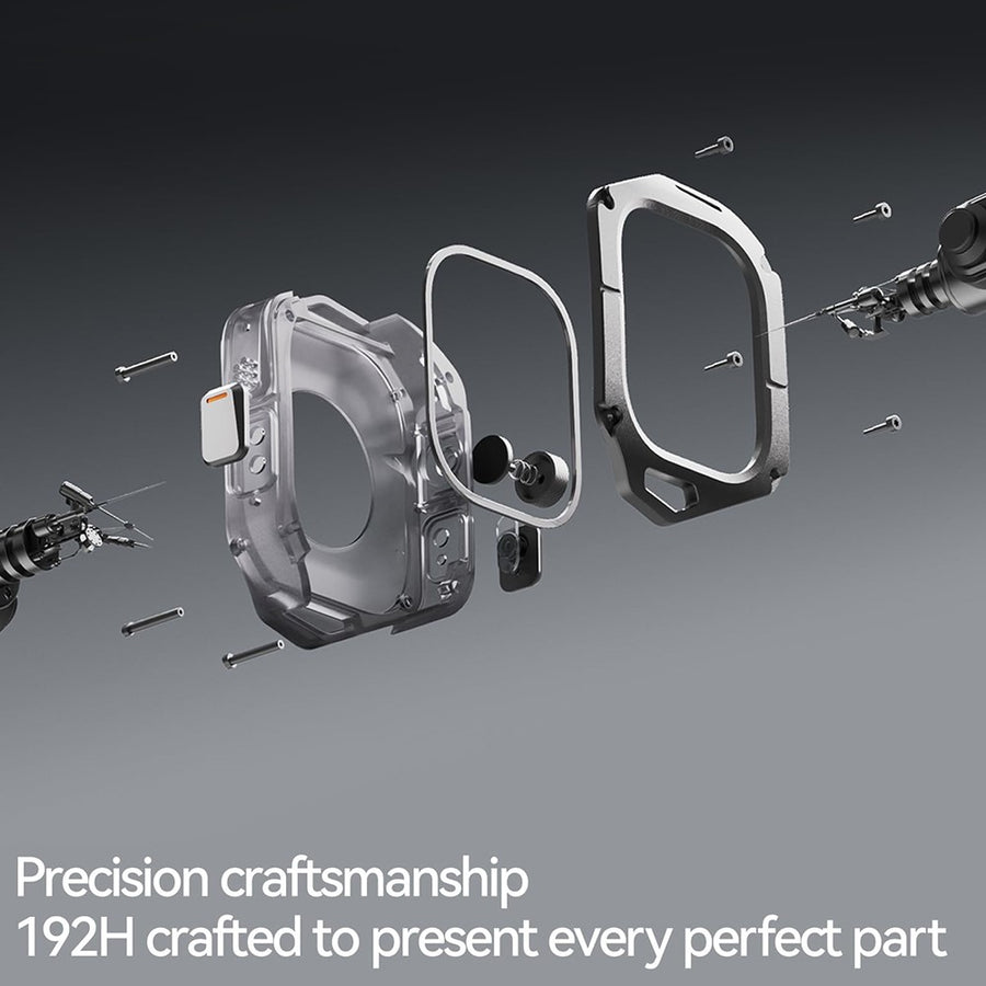 Aulumu A01 Case with Band for Apple Watch Ultra 1/2/3 | Titanium Cover, FKM Band