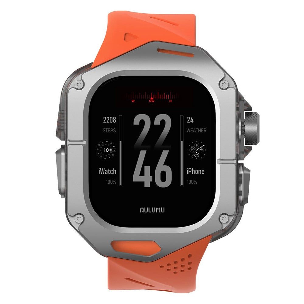 Aulumu A01 Case with Band for Apple Watch Ultra 1/2/3 | Titanium Cover, FKM Band