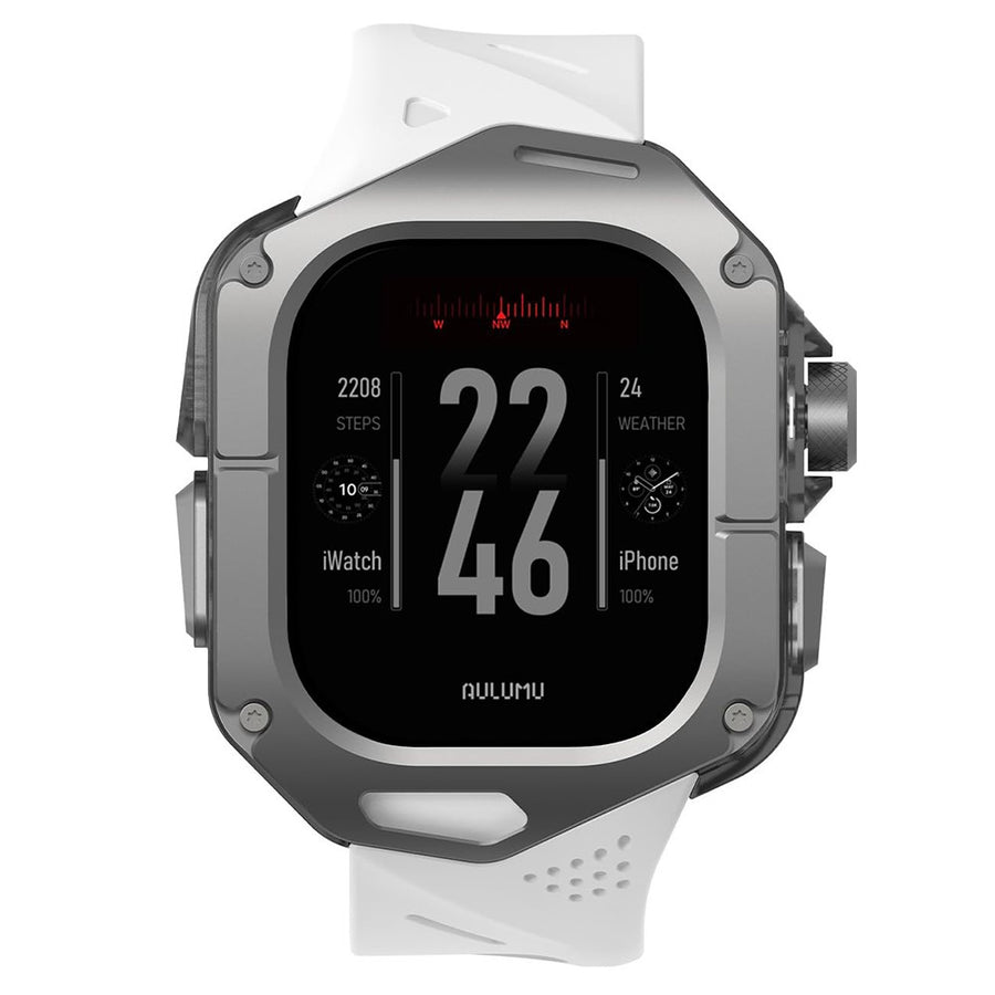 Aulumu A01 Case with Band for Apple Watch Ultra 1/2/3 | Titanium Cover, FKM Band