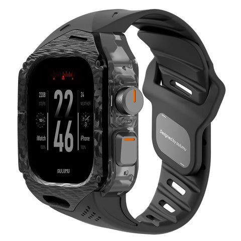 Aulumu A01 Case with Band for Apple Watch Ultra 1/2/3 | Carbon Fiber Cover, FKM Band