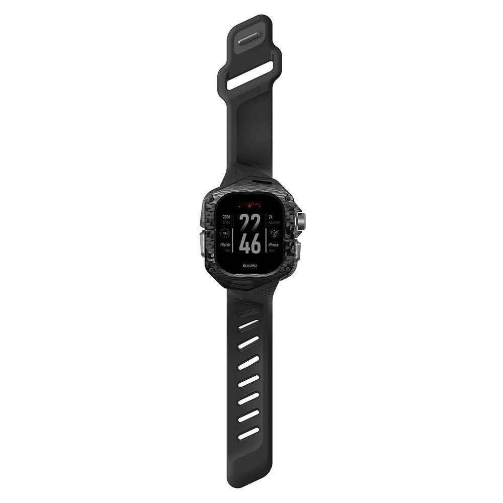 Aulumu A01 Case with Band for Apple Watch Ultra 1/2/3 | Carbon Fiber Cover, FKM Band