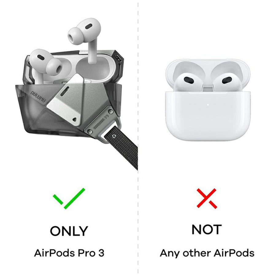 Aulumu A39 Geometric Case for AirPods Pro 3 | Lock & Lanyard