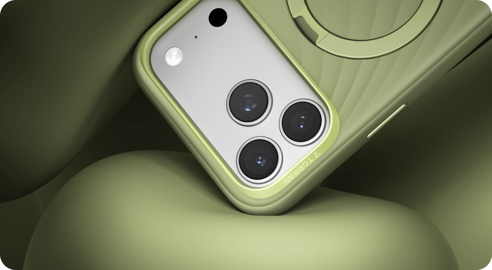 Q3 Silicone Wind rotating ring stand holding a phone in landscape